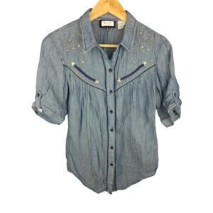 Miss Me Light Blue Chambray Shirt